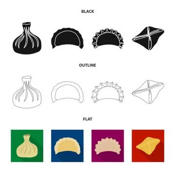 Vector design of products and cooking sign. Collection of products and appetizer Stock Illustration