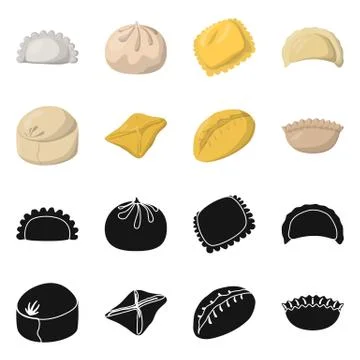 Vector design of products and cooking sign. Collection of products and appetizer Stock Illustration