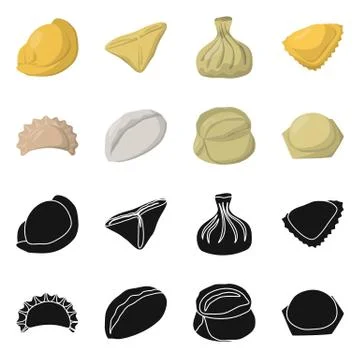 Vector design of products and cooking logo. Collection of products and appetizer Stock Illustration