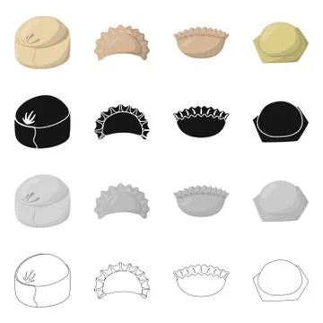 Vector design of products and cooking sign. Collection of products and appetizer Stock Illustration