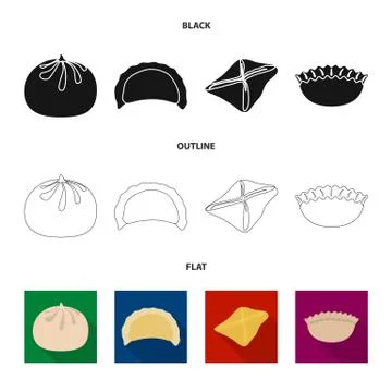 Vector design of products and cooking sign. Collection of products and appetizer Stock Illustration