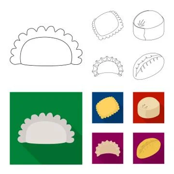Vector design of products and cooking logo. Set of products and appetizer stock Stock Illustration