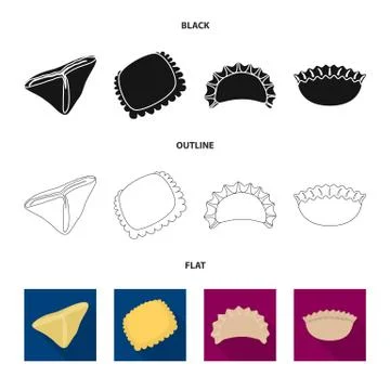 Vector design of products and cooking sign. Set of products and appetizer stock Stock Illustration