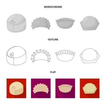 Vector design of products and cooking logo. Set of products and appetizer stock Stock Illustration