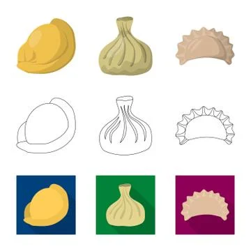 Vector design of products and cooking logo. Collection of products and appetizer Stock Illustration