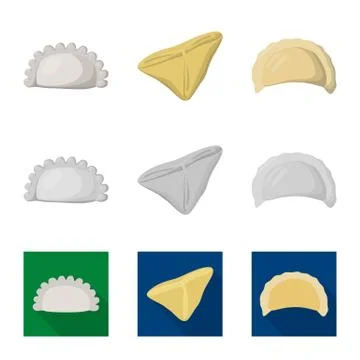 Vector design of products and cooking sign. Collection of products and appetizer Stock Illustration