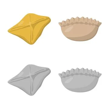 Vector design of products and cooking logo. Collection of products and appetizer Stock Illustration