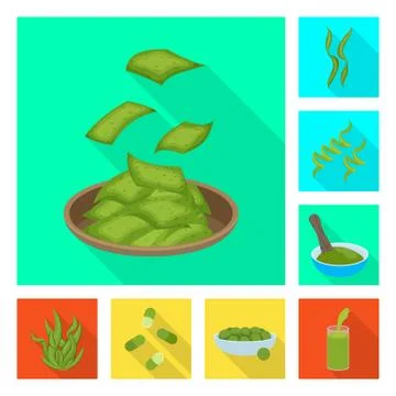 Vector design of protein and sea logo. Collection of protein and natural vector Stock Illustration
