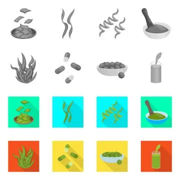 Vector design of protein and sea sign. Collection of protein and natural vector Stock Illustration