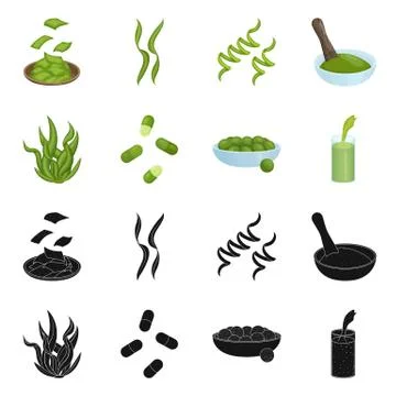 Vector design of protein and sea logo. Collection of protein and natural stock Stock Illustration