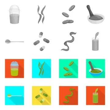 Vector design of protein and sea icon. Collection of protein and natural stock Stock Illustration