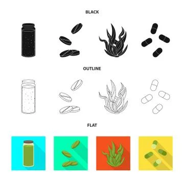 Vector design of protein and sea logo. Set of protein and natural stock symbol Stock Illustration