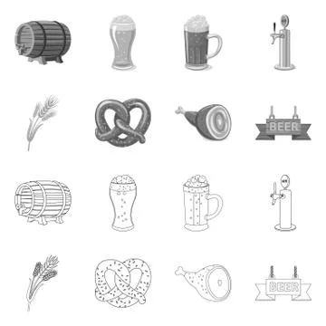 Vector design of pub and bar sign. Set of pub and interior stock symbol for web. Illustrazione stock