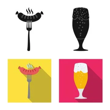 Vector design of pub and bar symbol. Collection of pub and interior stock vector Illustrazione stock