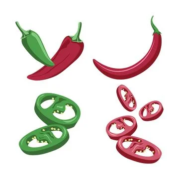 Vector Design of Red Green Hot Spicy Chili Pepper Vegetable Stock Illustration