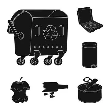 Vector design of refuse and junk sign. Collection of refuse and waste stock Illustrazione stock