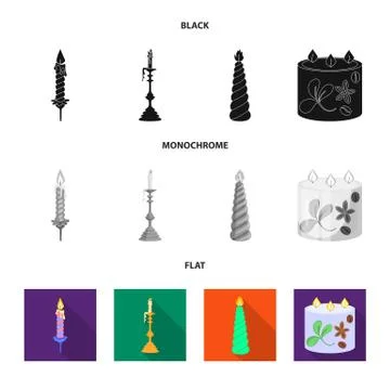 Vector design of relaxation and flame sign. Set of relaxation and wax stock Illustrazione stock