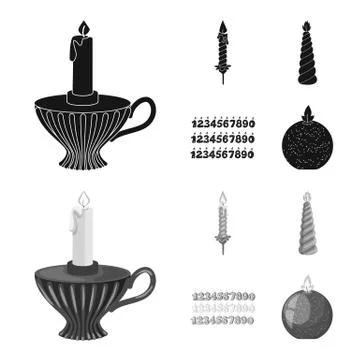 Vector design of relaxation and flame sign. Collection of relaxation and wax Stock Illustration