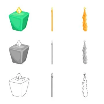 Vector design of relaxation and flame sign. Collection of relaxation and wax Stock Illustration