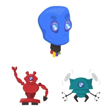 Vector design of robot and factory logo. Collection of robot and space stock Stock Illustration