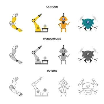 Vector design of robot and factory logo. Collection of robot and space vector Stock Illustration