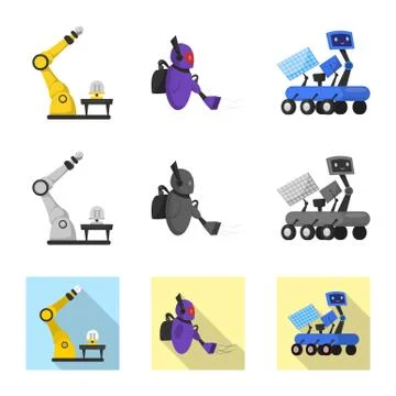 Vector design of robot and factory icon. Set of robot and space stock vector Stock Illustration