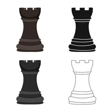 Vector design of rook and black symbol. Collection of rook and tower stock Stock Illustration
