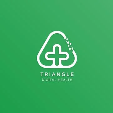 Vector design of a round triangle with a health symbol in it and a digital da Stock Illustration