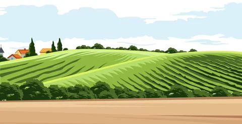 Vector design of rural scenery Stock Illustration