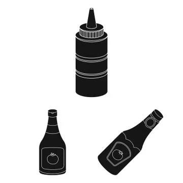 Vector design of sauce and condiment sign. Set of sauce and bowl stock symbol Stock Illustration