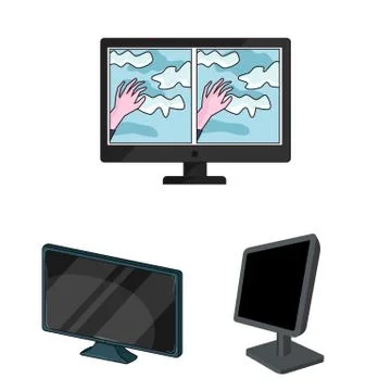 Vector design of screen and computer symbol. Collection of screen and mockup Stock Illustration