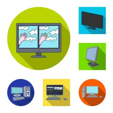 Vector design of screen and computer icon. Set of screen and mockup vector icon Stock Illustration