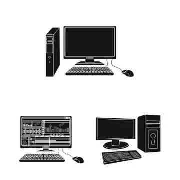 Vector design of screen and computer logo. Set of screen and mockup vector icon Stock Illustration