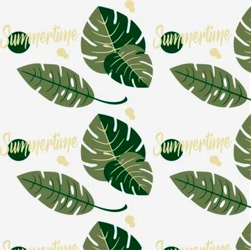 Vector design seamless pattern - tropical leaves. Stock Illustration