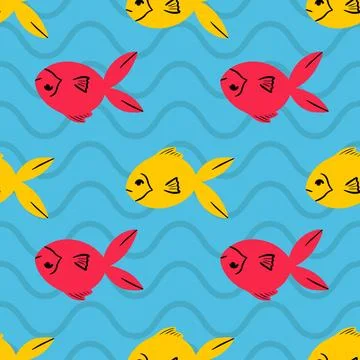 Vector design seamless underwater fish pattern Stock Illustration