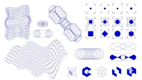Vector design. Set of structured geometric patterns, including recursive grids Illustrazione stock