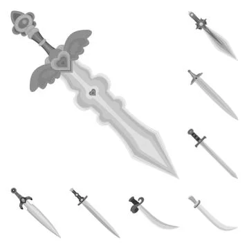 Vector design of sharp and blade sign. Set of sharp and dagger stock symbol for Stock Illustration