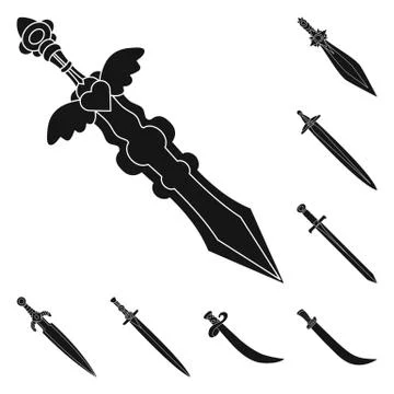 Vector design of sharp and blade symbol. Set of sharp and dagger vector icon for Illustrazione stock