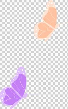 Vector design is showing peach and purple butterflies with white spots on Ilustração Stock