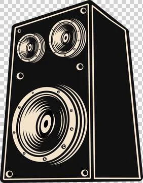 Vector design is showing speaker cabinet with woofer, two drivers, bolts, Stock Illustration