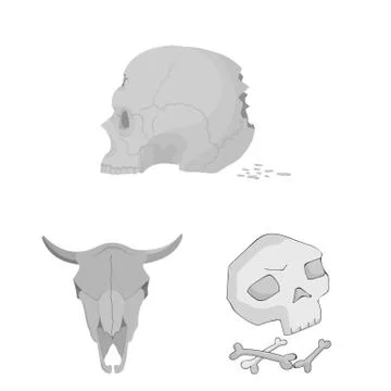 Vector design of skeleton and character sign. Set of skeleton and halloween 스톡 일러스트