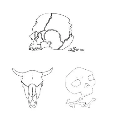 Vector design of skeleton and character symbol. Set of skeleton and halloween Illustrazione stock
