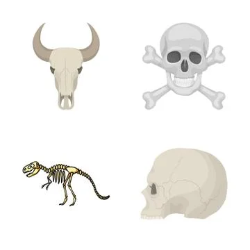 Vector design of skeleton and character logo. Collection of skeleton and 스톡 일러스트