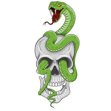 Vector design of skull with snake Stock Illustration