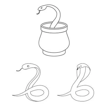 Vector design of snake  and cobra  sign. Set of snake  and tattoo vector icon Stock Illustration