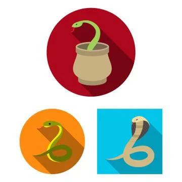 Vector design of snake  and cobra  symbol. Collection of snake  and tattoo st Stock Illustration