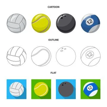 Vector design of sport and ball symbol. Set of sport and athletic stock symbol Stock Illustration