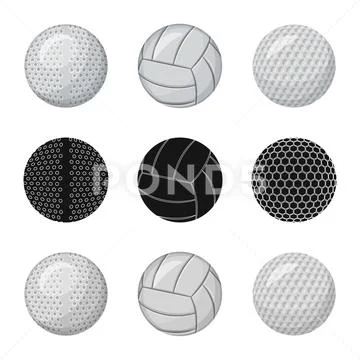 Vector design of sport and ball sign. Set of sport and athletic stock symbol for Stock Illustration