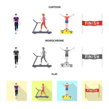 Vector design of sport and winner logo. Collection of sport and fitness vector Stock Illustration