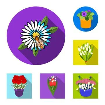 Vector design of spring and wreath logo. Collection of spring and blossom stock Stock Illustration